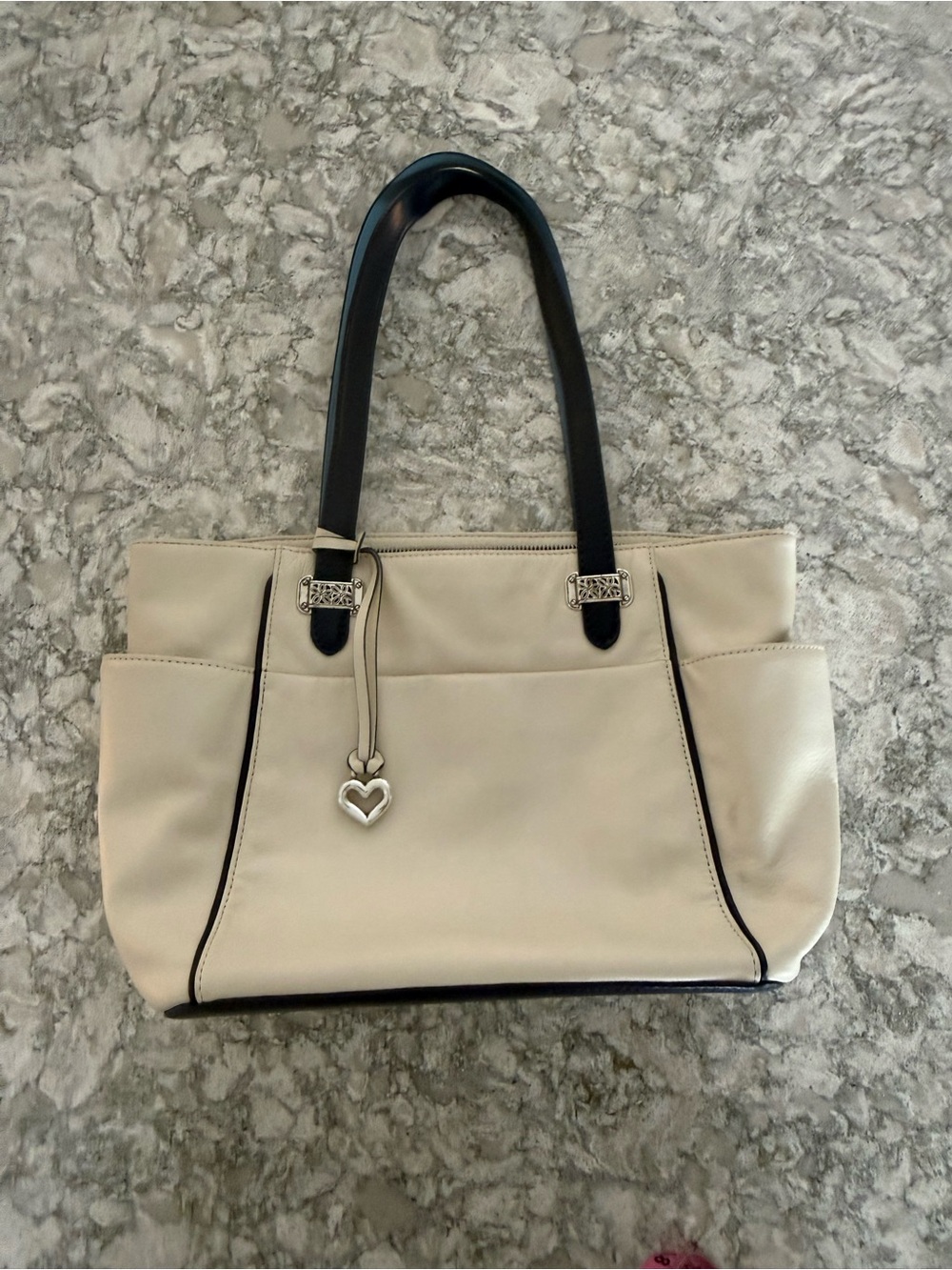 Brighton Women's Pebbled Leather Tote Cream Shoulder Bag